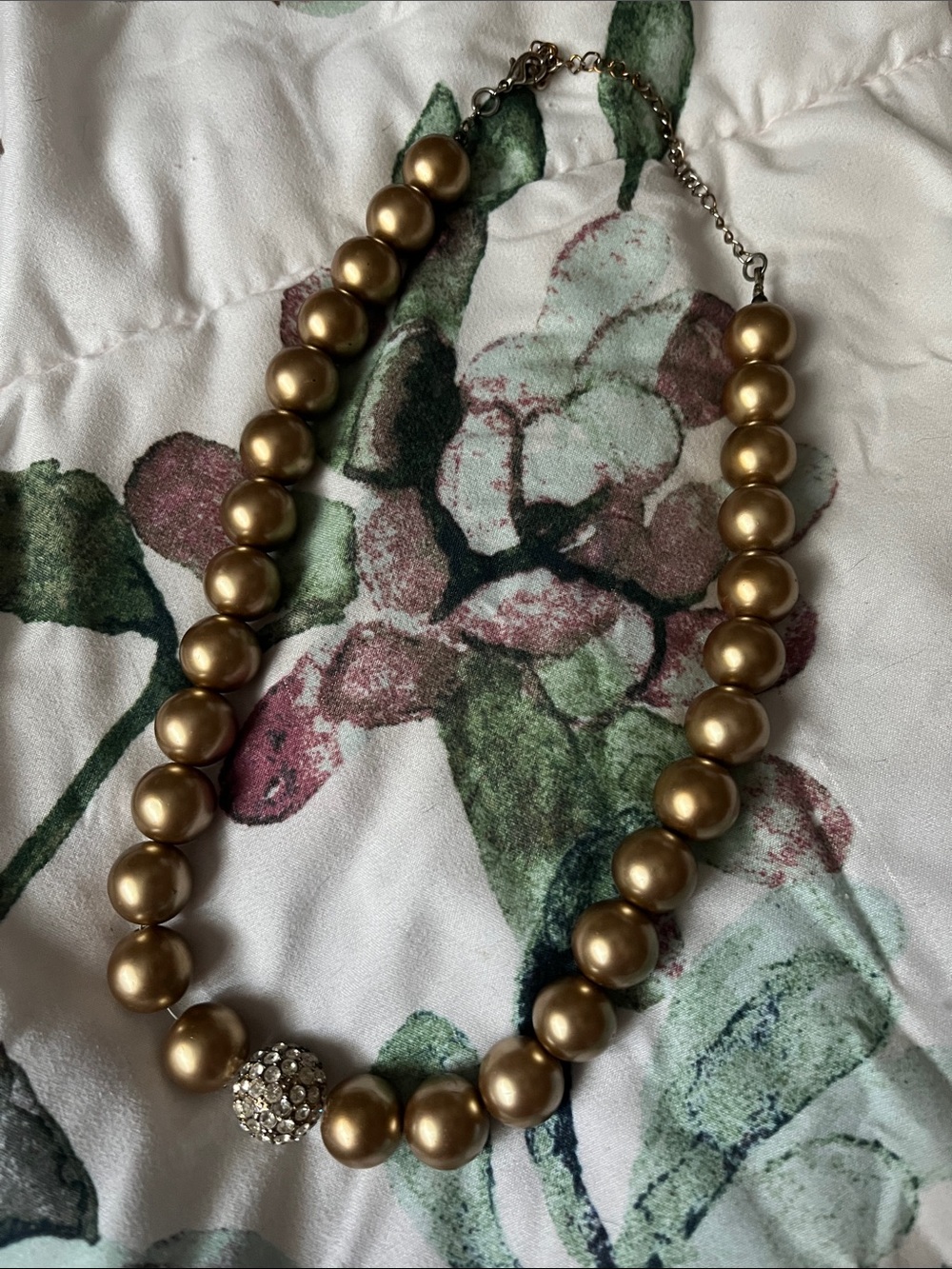 Faux Pearl Necklace with Sparkly Accent Bead